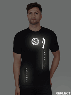 Black Cotton Mission Fly Men Reflective T-shirt