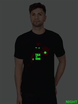 Black Cotton Talk to the Hand Men Glow in Dark T-shirt