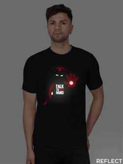 Black Cotton Talk to the Hand Men Reflective T-shirt