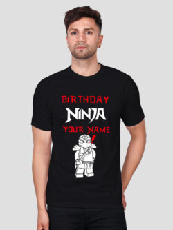 Black Cotton Birthday Ninja T-shirt