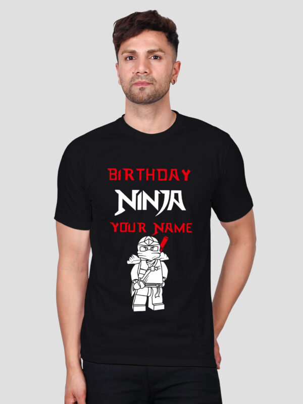 Black Cotton Birthday Ninja T-shirt