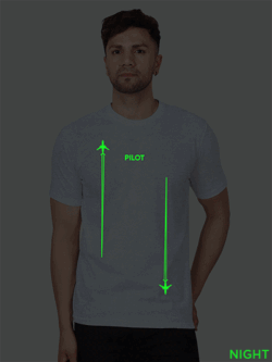 Grey Cotton Pilot Men Glow in Dark T-shirt