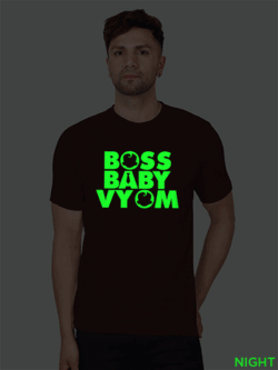 Maroon Cotton Boss Baby Men Glow in Dark T-shirt