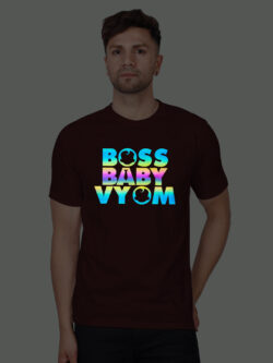 Maroon Cotton Boss Baby Men Rainbow Reflective T-shirt