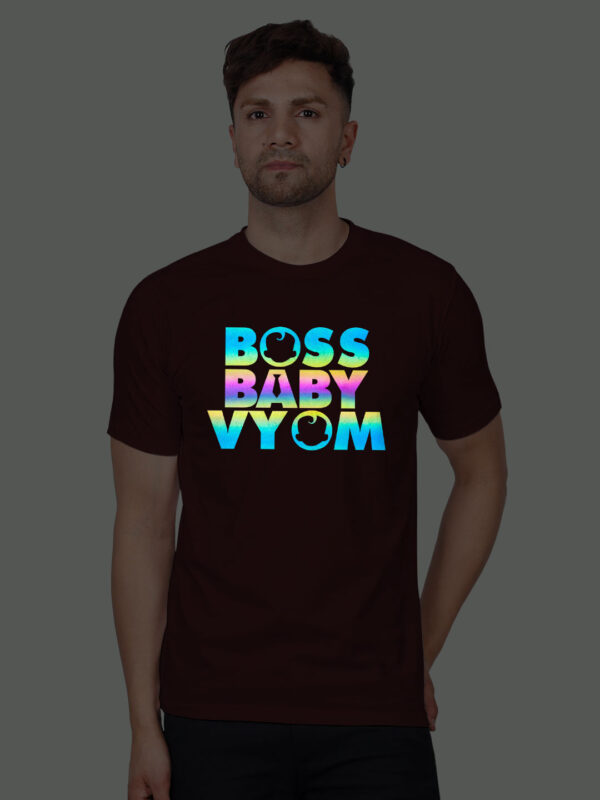 Maroon Cotton Boss Baby Men Rainbow Reflective T-shirt