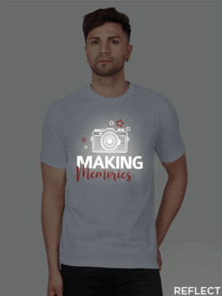 Grey Cotton Making Memories Men Reflective T-shirt