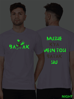 Lavender Cotton Mujhe Kya Mai to Batak Hun Men Glow in Dark T-shirt
