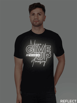 Black Cotton Never Give up Men Reflective T-shirt