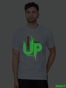 Grey Cotton Up Wala Thumka Lagao Men Glow in Dark T-shirt