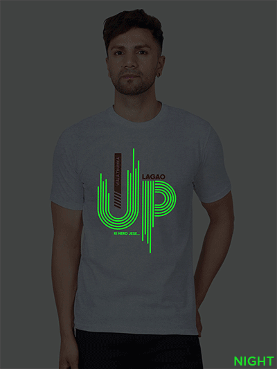 Grey Cotton Up Wala Thumka Lagao Men Glow in Dark T-shirt