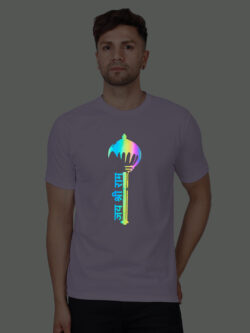 Lavender Cotton Shree Ram Gada Men Rainbow Reflective T-shirt