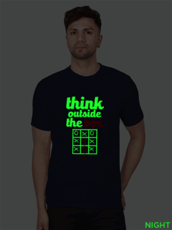 Nblue Cotton Think Out Side the Box Men Glow in Dark T-shirt