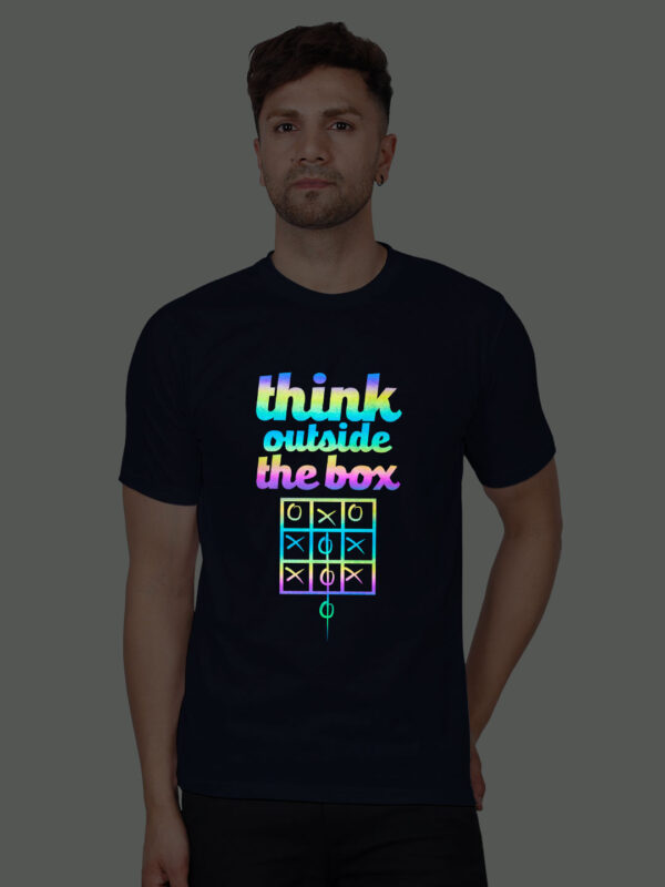 Nblue Cotton Think Out Side the Box Men Rainbow Reflective T-shirt