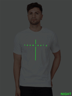 White Cotton Terminator Men Glow in Dark T-shirt