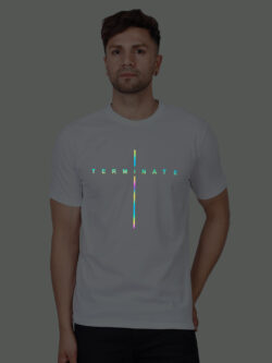 White Cotton Terminator Men Rainbow Reflective T-shirt