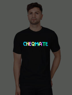 Black Cotton Cheqmate Men Rainbow Reflective T-shirt