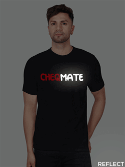 Black Cotton Cheqmate Men Reflective T-shirt
