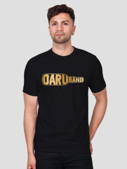 Black Cotton Daru Band Men Gold Printed T-shirt