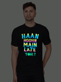 Black Cotton Haan Hoon Mai Late Men Rainbow Reflective T-shirt
