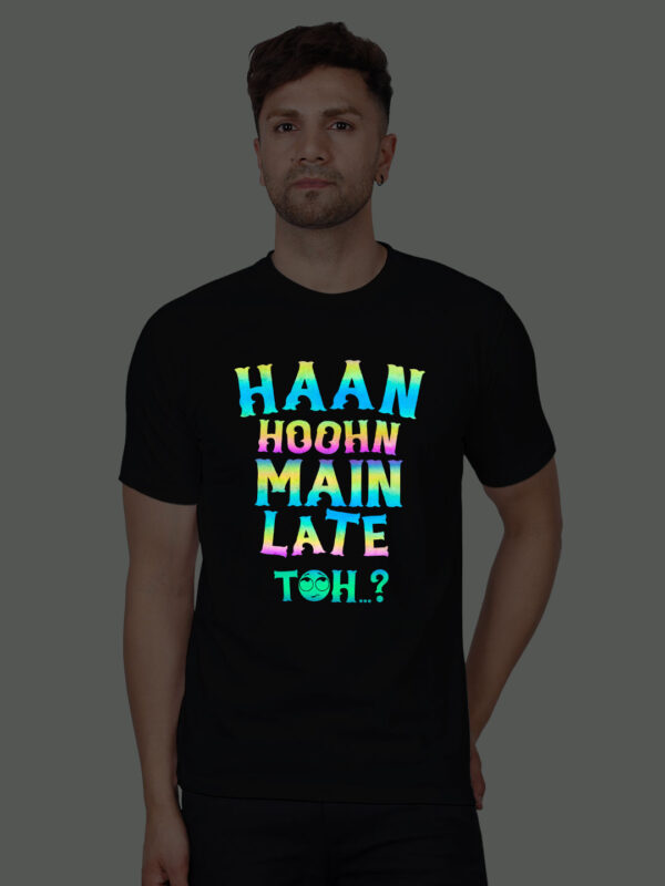 Black Cotton Haan Hoon Mai Late Men Rainbow Reflective T-shirt