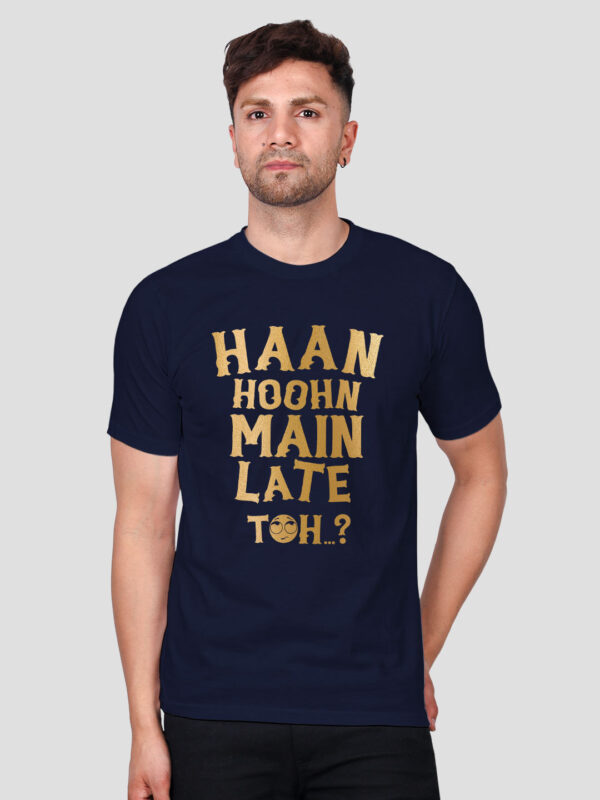 Nblue Cotton Haan Hoon Mai Late Men Gold Printed T-shirt