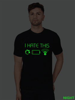 Black Cotton I Hate This Men Glow in Dark T-shirt
