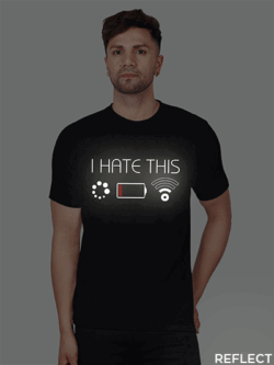 Black Cotton I Hate This Men Reflective T-shirt