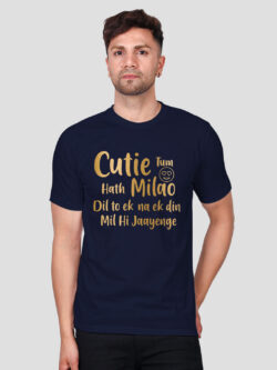 Nblue Cotton Cutie Tum Hath Milaao Men Gold Printed T-shirt