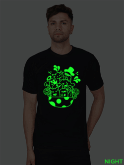 Black Cotton Cute Halloween Men Glow in Dark T-shirt