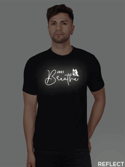 Black Cotton Just Breath Butterfly Men Reflective T-shirt