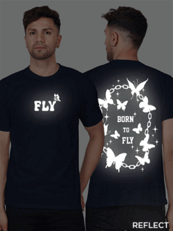 Nblue Cotton Born to Fly Men Reflective T-shirt