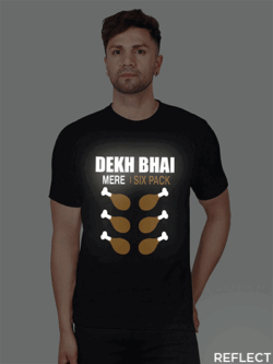 Black Cotton My Six Pack Men Reflective T-shirt