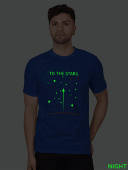 Rblue Cotton Pilot to the Stars Men Glow in Dark T-shirt