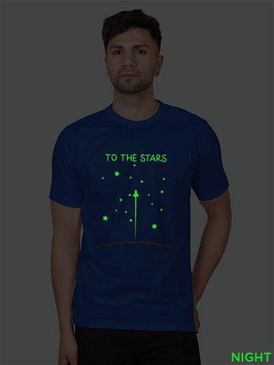 Rblue Cotton Pilot to the Stars Men Glow in Dark T-shirt