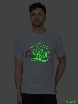 Grey Cotton Bringing the Love Men Glow in Dark T-shirt