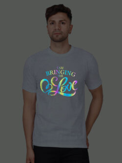 Grey Cotton Bringing the Love Men Rainbow Reflective T-shirt