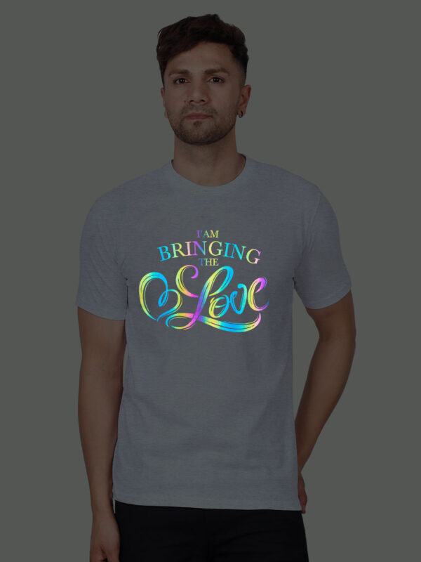 Grey Cotton Bringing the Love Men Rainbow Reflective T-shirt