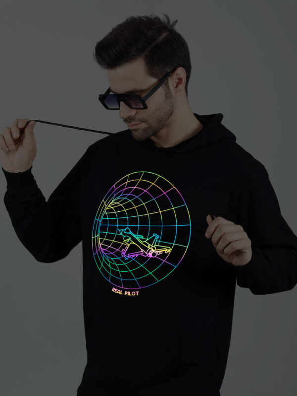 Real Pilot Rainbow Reflective Man Black Hoodie - Image 3