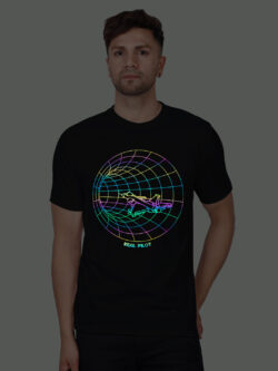Black Cotton Real Pilot Men Rainbow Reflective T-shirt