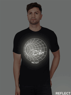 Black Cotton Real Pilot Men Reflective T-shirt