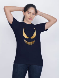 Nblue Cotton Venom Gold Printed Printed Women T-shirt