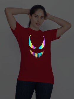 Red Cotton Venom Rainbow Women T-shirt