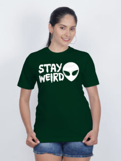 Bgreen Cotton Stay Weird Women T-shirt