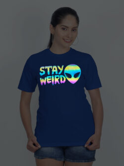 Rblue Cotton Stay Weird Rainbow Women T-shirt