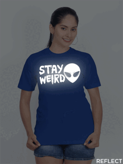 Rblue Cotton Stay Weird Reflective Women T-shirt
