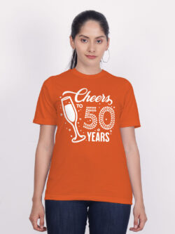 Orange Cotton Cheer to Years Women T-shirt