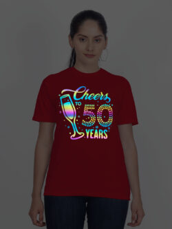 Red Cotton Cheer to Years Rainbow Women T-shirt