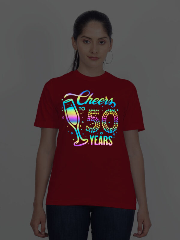 Red Cotton Cheer to Years Rainbow Women T-shirt