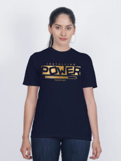 Nblue Cotton Installing Power Gold Printed Printed Women T-shirt