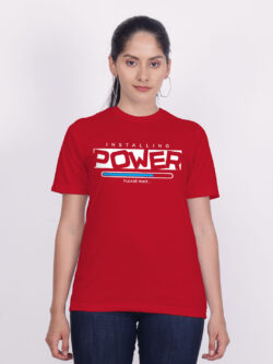 Red Cotton Installing Power Women T-shirt